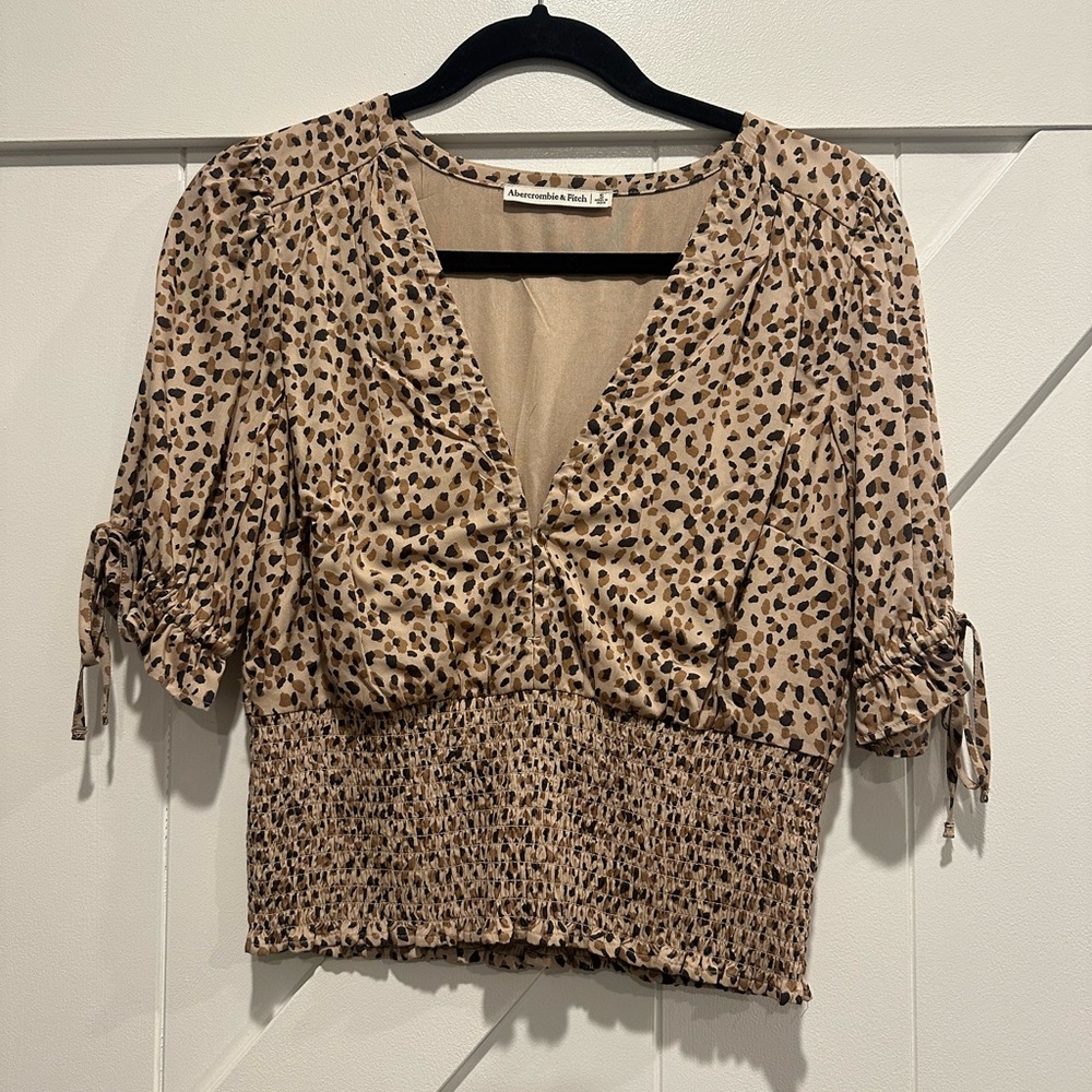 Abercrombie & Fitch Animal Print V-Neck Blouse